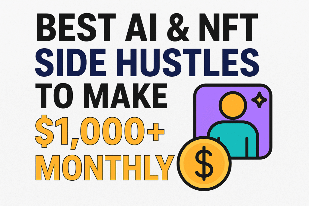 Best AI and NFT Side Hustles to Make $1,000+ Monthly — digital graphic with money coin and avatar icon