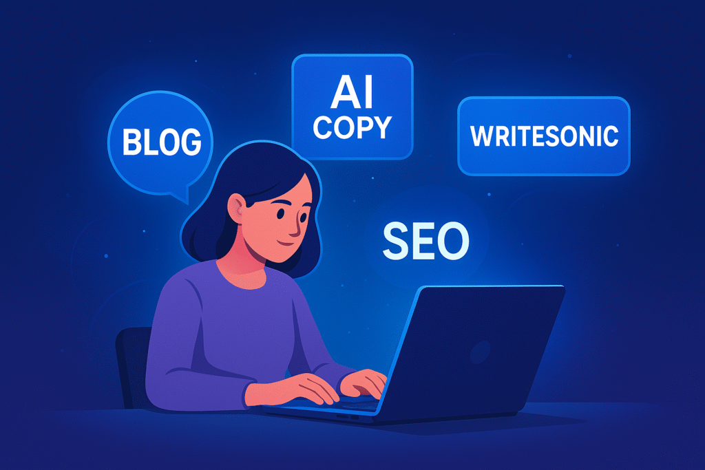 Freelancer using Writesonic for AI-powered blog, SEO, and copywriting tasks in 2025