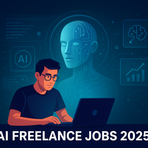 A freelancer using artificial intelligence tools to earn online in 2025.